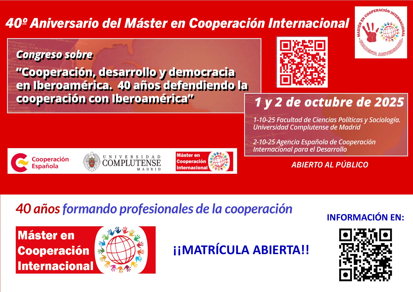Congreso del 40 aniversario del Máster en Cooperación Internacional